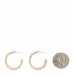 Lambskin Crystal Star Chain Hoop Earrings Gold White