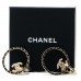 Metal Crystal Lambskin CC Chain Hoop Earrings Gold Black