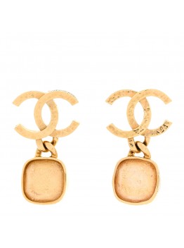 Metal Natural Stones CC Drop Earrings Gold