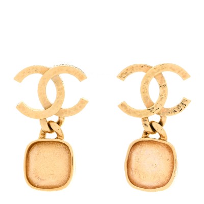 Metal Natural Stones CC Drop Earrings Gold
