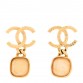 Metal Natural Stones CC Drop Earrings Gold