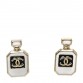 Resin CC No 5 Perfume Bottle Earrings Gold Pearly White