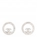 Crystal CC Round Earrings Silver