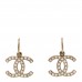 Baguette Crystal CC Dangle Earrings Light Gold