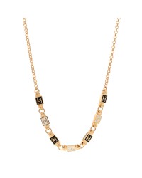 Metal Enamel CC Squares Choker Gold White Black