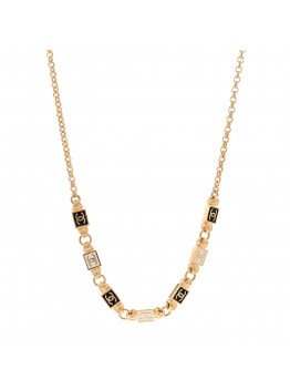 Metal Enamel CC Squares Choker Gold White Black