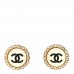 Crystal Pearl CC Round Earrings Gold Pearly White Black