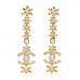 Metal Crystal CC Drop Earrings Gold