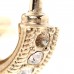 Metal Crystal CC Hoop Drop Earrings Gold