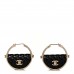 Metal Resin Quilted Flap Bag Hoop Earrings Black Gold