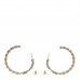 Metal Crystal CC Square Chain Hoop Earrings Gold