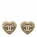Crystal Metal CC Heart Earrings Gold