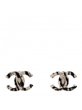 Metal CC Jackson Pollock Splattered Paint Earrings Black Gold