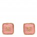 Resin CC Square Earrings Gold Pink
