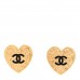 Metal Enamel CC Heart Earrings Gold Black