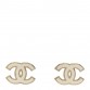 Enamel CC Earrings Gold White