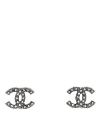 Ruthenium Crystal Studded CC Earrings