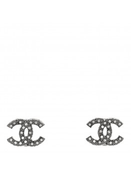 Ruthenium Crystal Studded CC Earrings