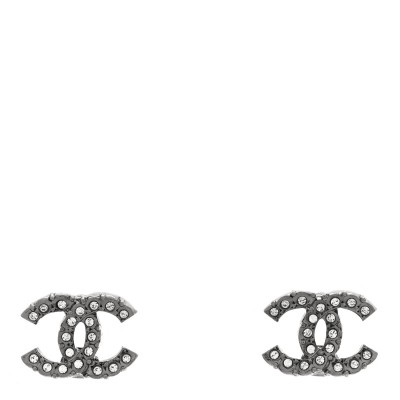 Ruthenium Crystal Studded CC Earrings