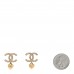Metal Crystal CC Heart Drop Earrings Gold