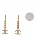 Metal Crystal CC Heart Hoop Long Drop Earrings Gold