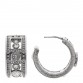 Metal Crystal CC Hoop Earrings Silver