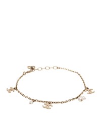 Pearl CC Chain Anklet Gold
