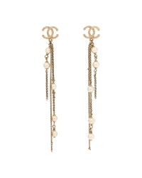 Pearl CC Multi Chain Drop Earrings Gold