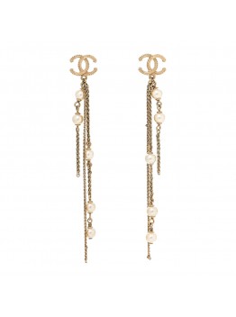 Pearl CC Multi Chain Drop Earrings Gold