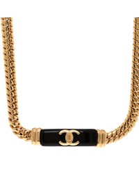 Metal Enamel CC Choker Gold Black