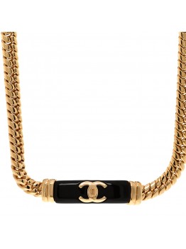 Metal Enamel CC Choker Gold Black