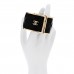 Lambskin Quilted CC Cuff Bracelet Black