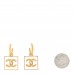 Metal Resin CC Square Drop Earrings Gold Transparent
