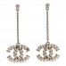 Baguette Crystal CC Drop Earrings Silver