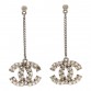 Baguette Crystal CC Drop Earrings Silver