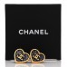 Metal Enamel CC Denim Heart Earrings Gold Blue