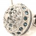Crystal CC Ball Drop Earrings Silver Blue