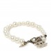 Graduated Pearl Crystal CC Bracelet Gold