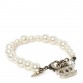 Graduated Pearl Crystal CC Bracelet Gold