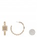 Metal Crystal CC Square Chain Hoop Earrings Gold