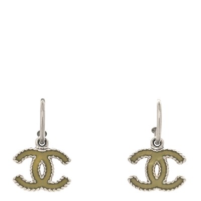 Enamel CC Drop Earrings Green