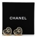Metal Enamel CC Denim Heart Earrings Gold Blue