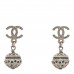 Crystal CC Ball Drop Earrings Silver Blue