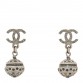 Crystal CC Ball Drop Earrings Silver Blue