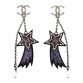 Resin Crystal CC Shooting Star Dangle Earrings Silver Purple