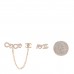 Metal Strass I Love Coco Heart Chain Climber Earrings Gold Pink
