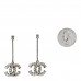 Baguette Crystal CC Drop Earrings Silver