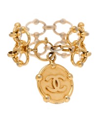 Metal CC Coin Bracelet Gold