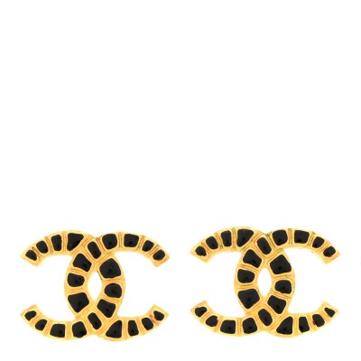 Resin Along The Nile CC Earrings Gold Black
