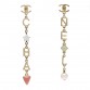 Enamel Pearl CC Cha-Nel Drop Earrings Gold